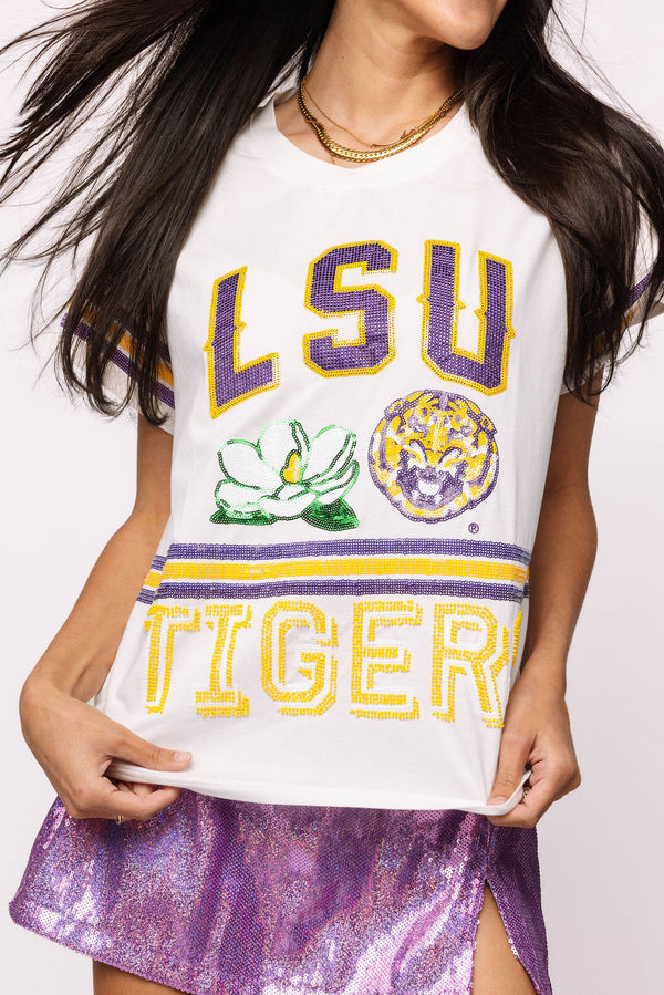 Licensed LSU Flower Mascot Tee- (Women's)