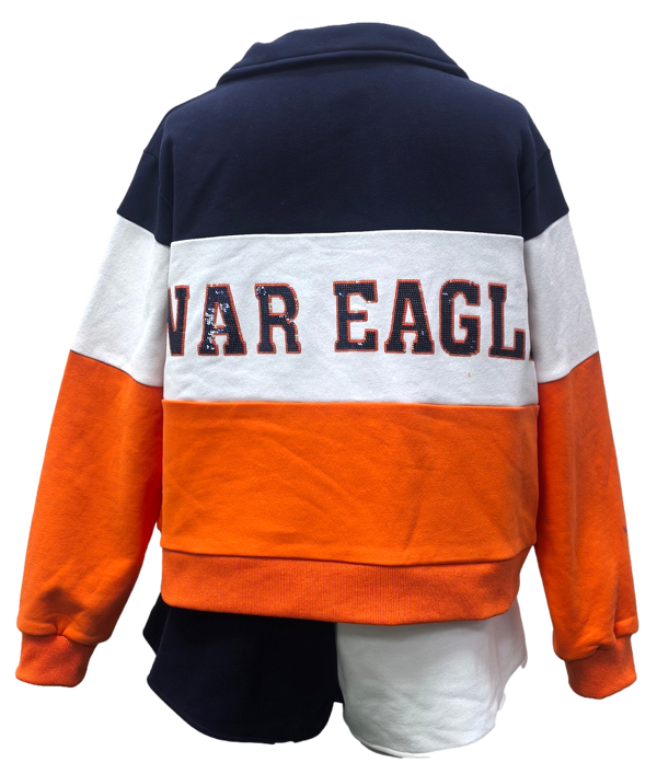 Licensed Auburn Quarter Zip Colorblock Sweatshirt- (Women's)