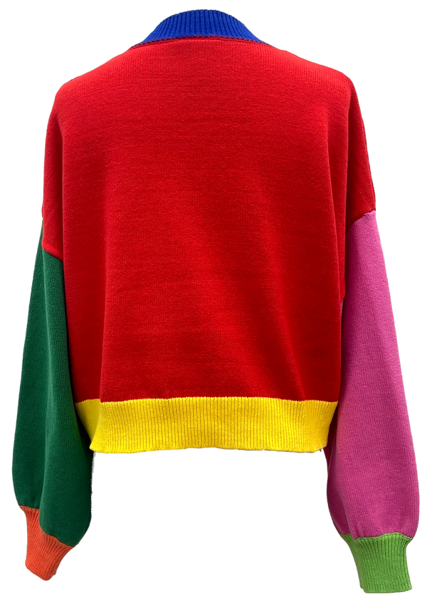 Colorblock Fuzzy 'Merry & Bright' Sweater- (Women's)