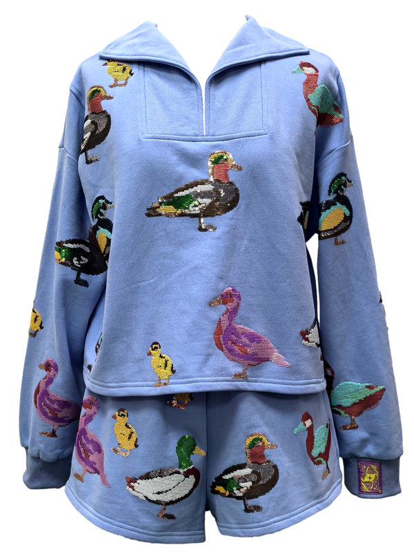 Powder Blue Duck Collar Sweatshirt- (Women's)