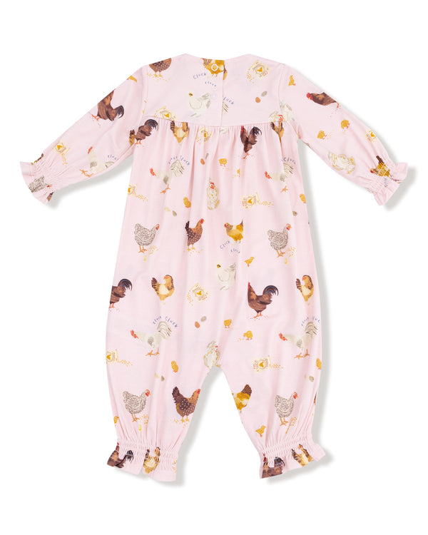 Collector Chickens Ruffle Sleeve Romper- Light Pink