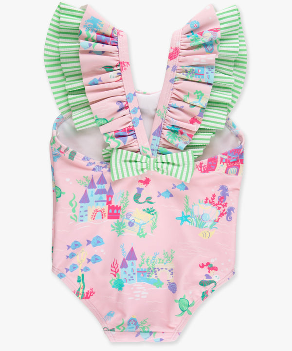 Bow V-Back One Piece Swimsuit- Atlantis Mermaids