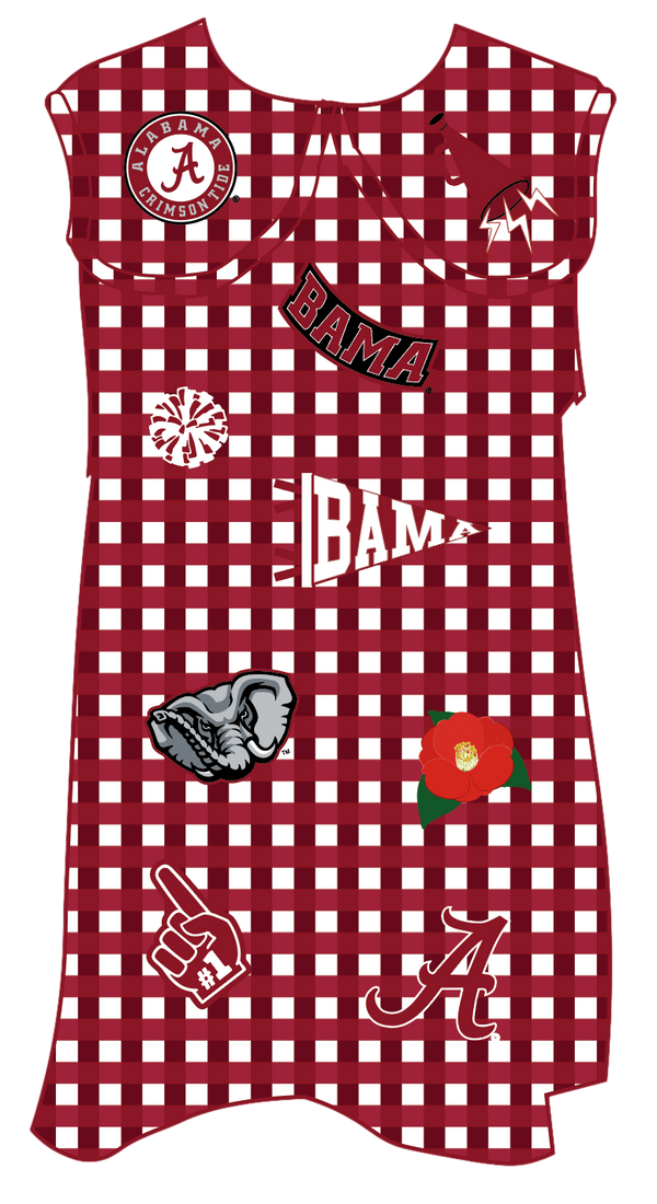 Licensed Alabama Mini Icon Gingham Collar Dress- (Women's)