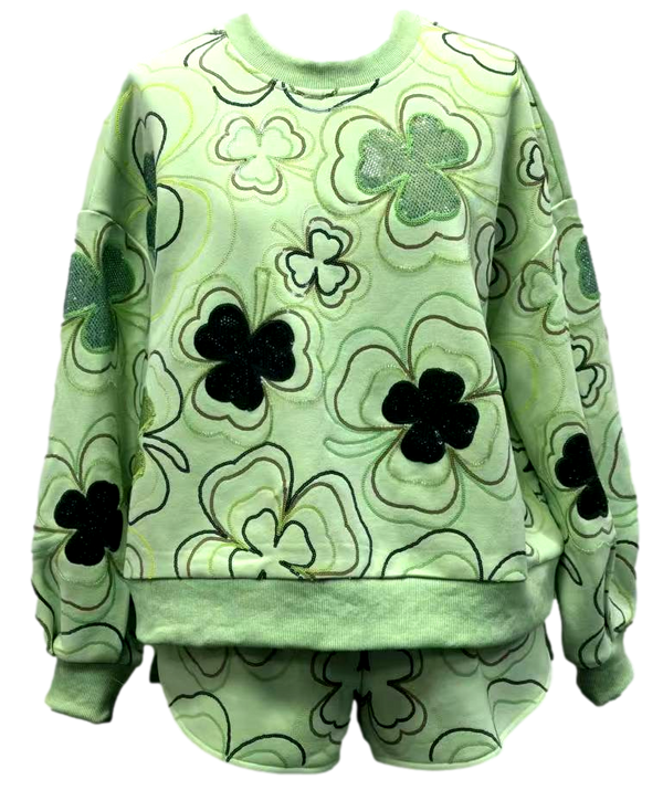 Green Groovy Shamrock Sweatshirt- (Women's)