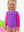 Zipper Rash Guard 2-Piece Swimsuit- Neon Purple Color Block