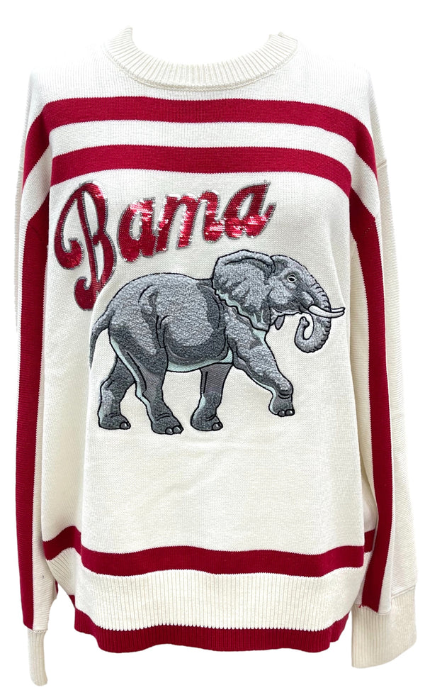 Licensed- 'Bama' Stripe L/S Sweater- (Women's)