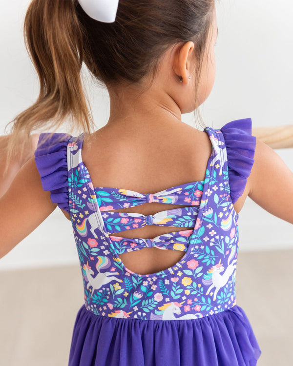 Flutter Sleeve Leotard- Unicorn Meadow