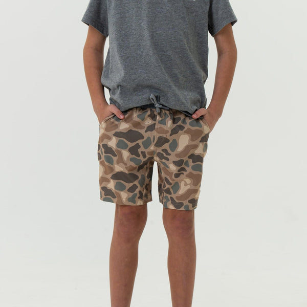Youth Athletic Short- Pintail Camo- Grey Liner