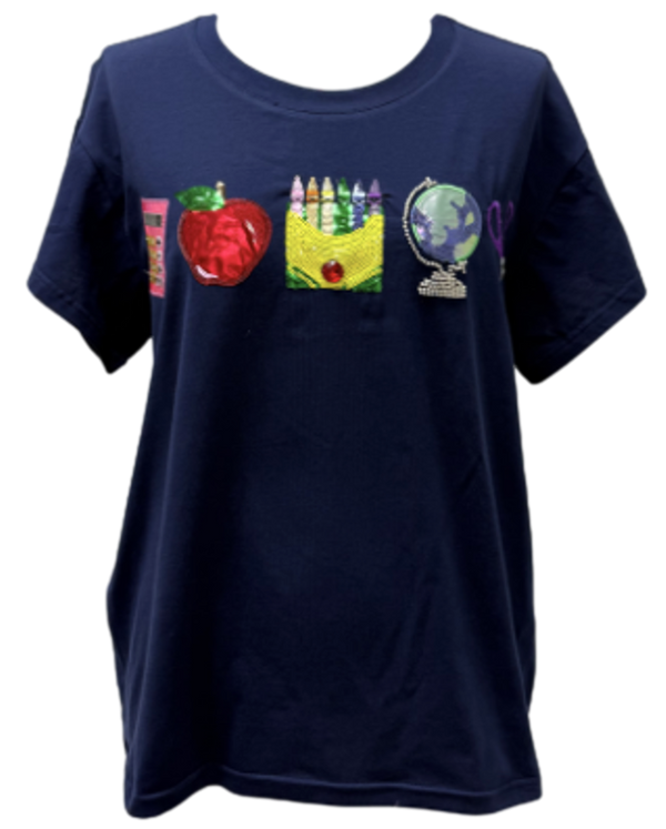 Navy Mini School Icon Tee- (Women's)