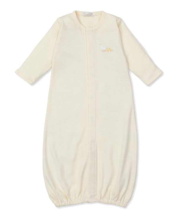 Premier Baby Duckling Hand Emb. Conv. Gown- Yellow Stripe