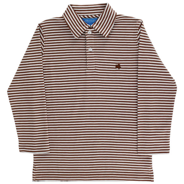 Harry L/S Polo- Brown/White Stripe