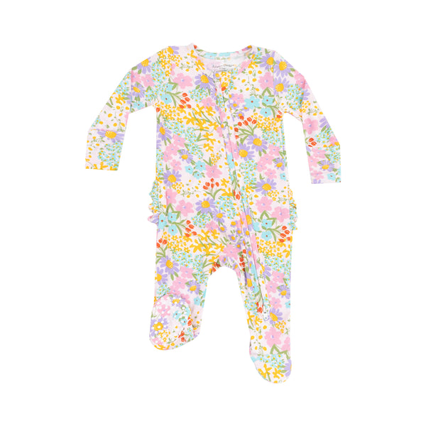 Amelia Floral 2 Way Zipper Ruffle Footie