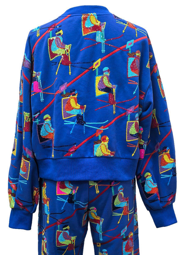 Royal Blue Ski Lift Sweatshirt- (Women's)
