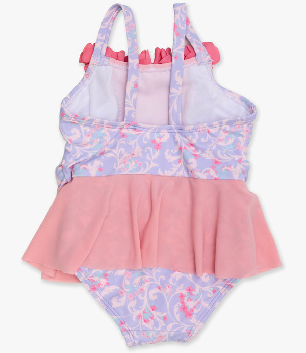 Dress-Up One Piece Swimsuit- Lavender Floral Princess