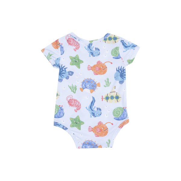 Cute Ocean Creatures S/S Bodysuit- Blue