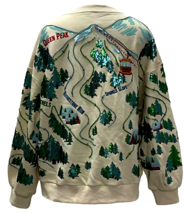 Beige 'Sparkle Slope' Scenery Sweatshirt- (Women's)
