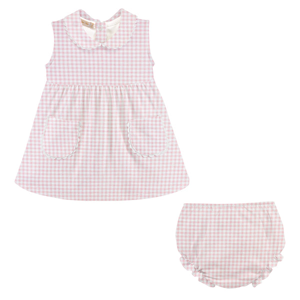 Pink Mini Checks Printed Dress