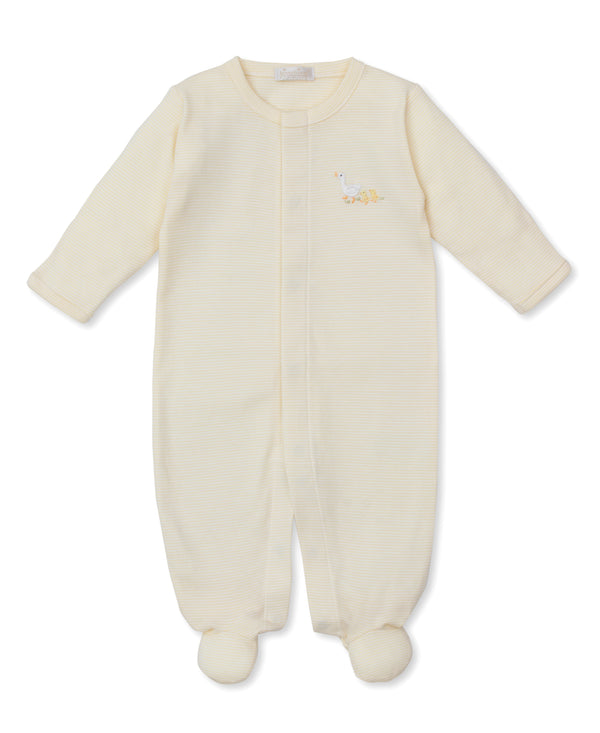 Premier Baby Duckling Hand Emb. Footie- Yellow Stripe