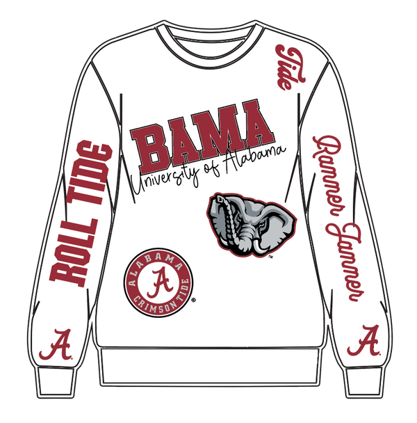 Licensed Alabama Big Icons Scattered All Over Sweatshirt- (Women's)
