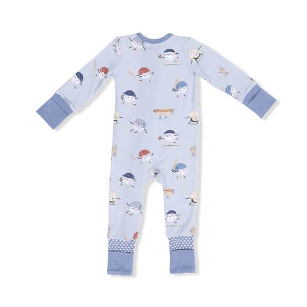 Baseballs Playing Baseball 2 Way Zipper Romper