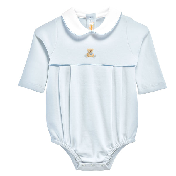 Bear Embroidered Bubble- Light Blue