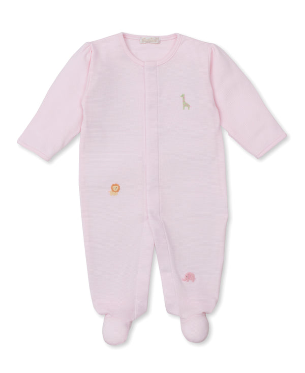 Safari Wild Footie W/ Hand Emb- Pink