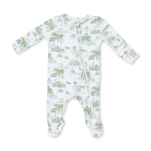 Golf Toile 2 Way Zipper Footie- Green