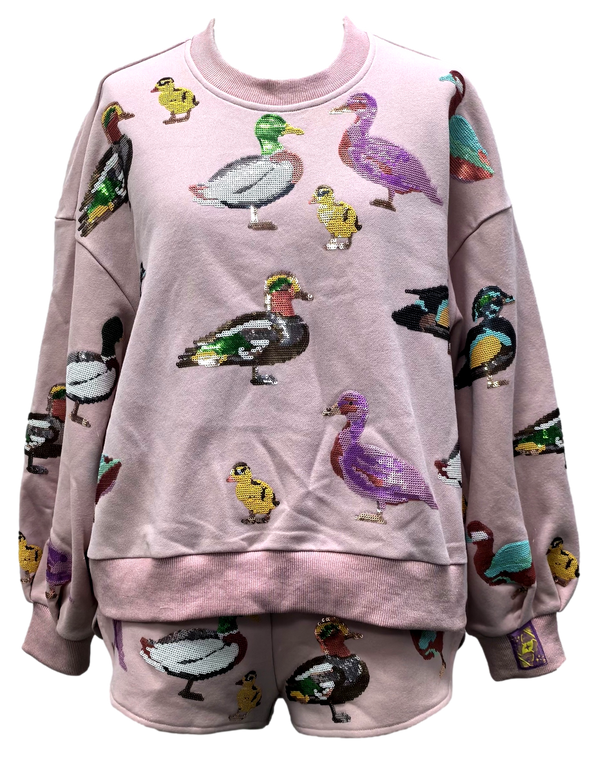Light Pink Scattered Duck Sweatshirt- (Women's)