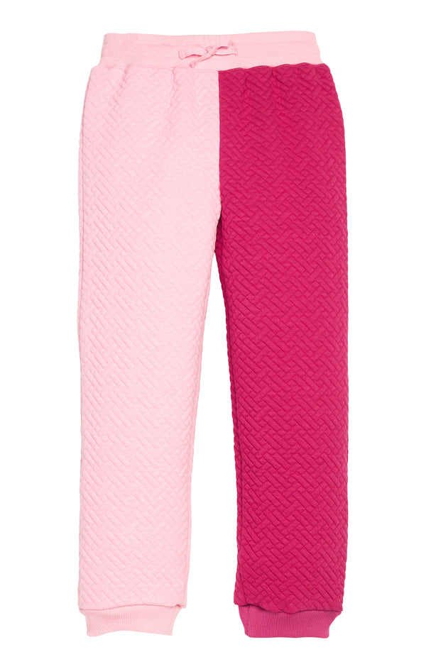 Color Block Jogger- Pink & Cranberry Quilted Trellis