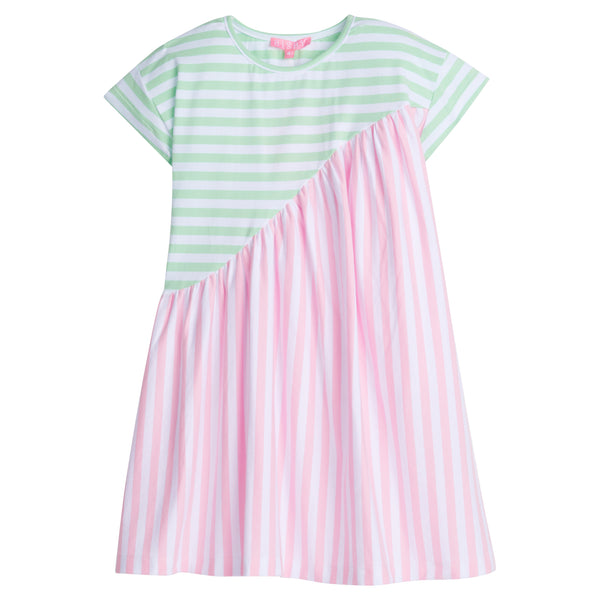 Swoop Dress- Pink & Green Stripe