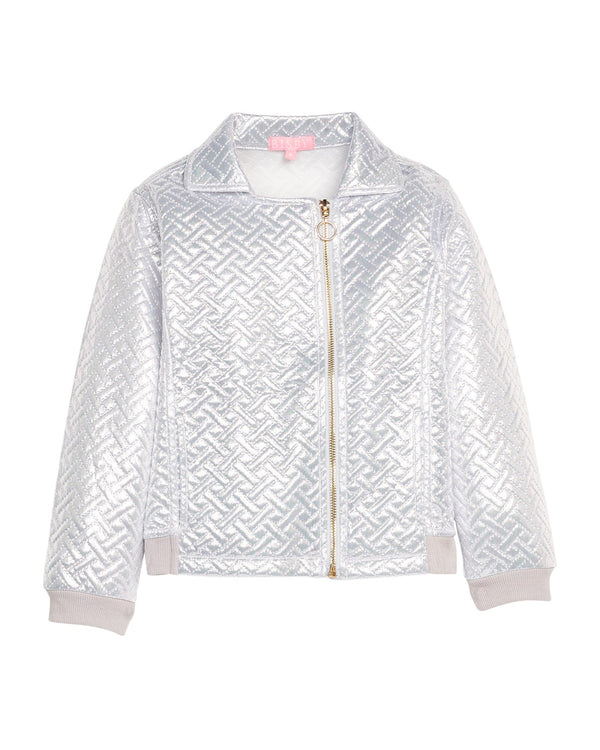 Quilted Moto Jacket- Silver