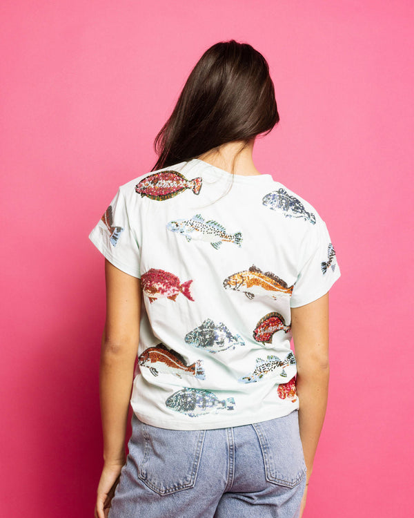 Mint Multi Fish Tee- (Women's)