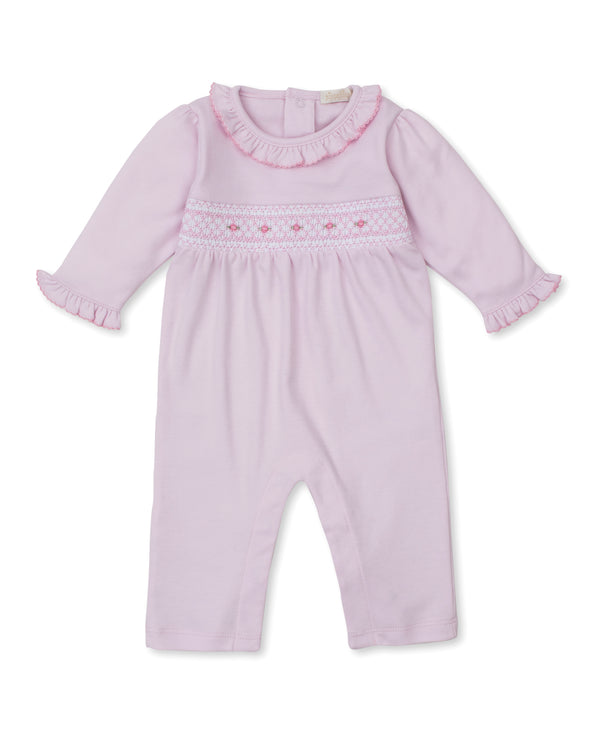Hand Smocked Playsuit- Pink