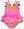 Neon Pink Crochet Peplum One Piece Swimsuit