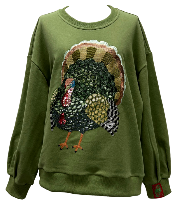 Olive Green Big Turkey Sweatshirt- (Women's)