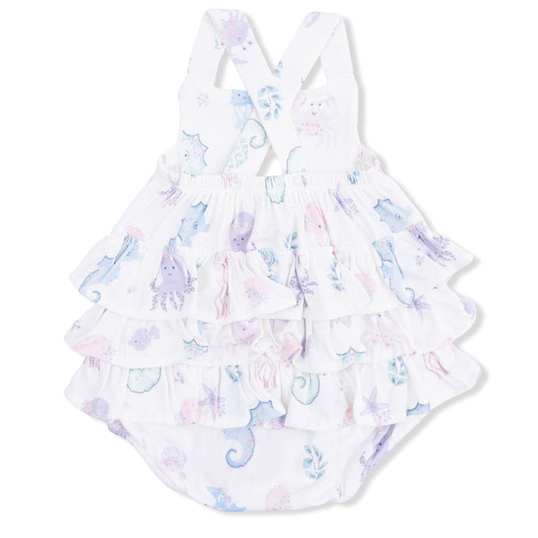 Floral Sea Creatures Ruffle Sunsuit