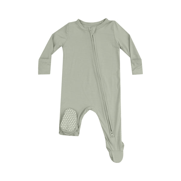 Solid Desert 2 Way Zipper Footie- Sage