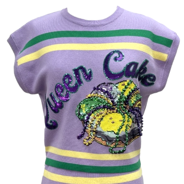Lavender, Green & Yellow 'Queen Cake' Striped Top- (Women's)
