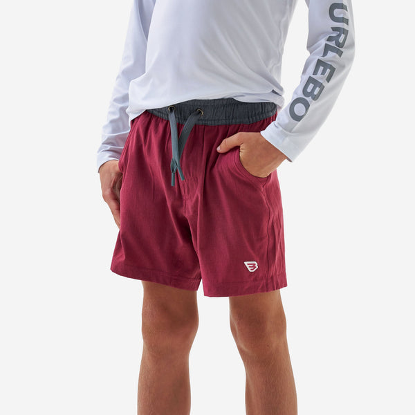 Youth Athletic Short- Heather Cardinal