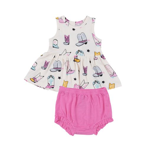 Peplum Tank And Bloomer- Boots Pink