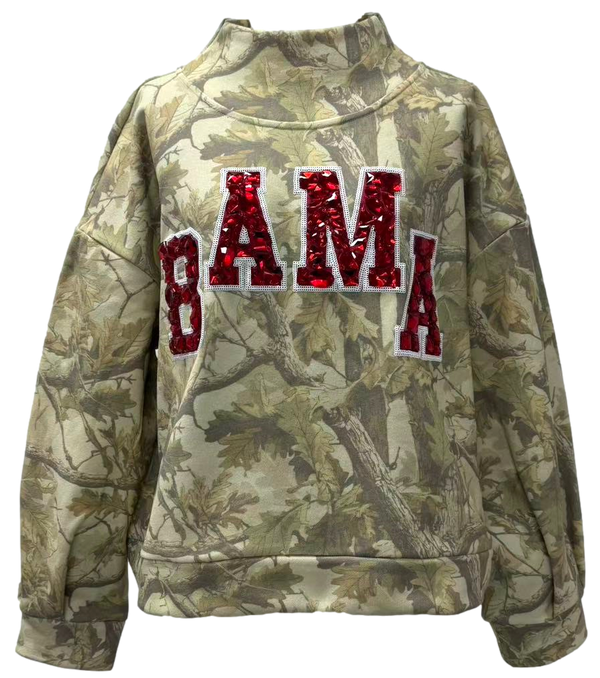 Licensed Bama Mockneck Camo Sweatshirt- (Women's)