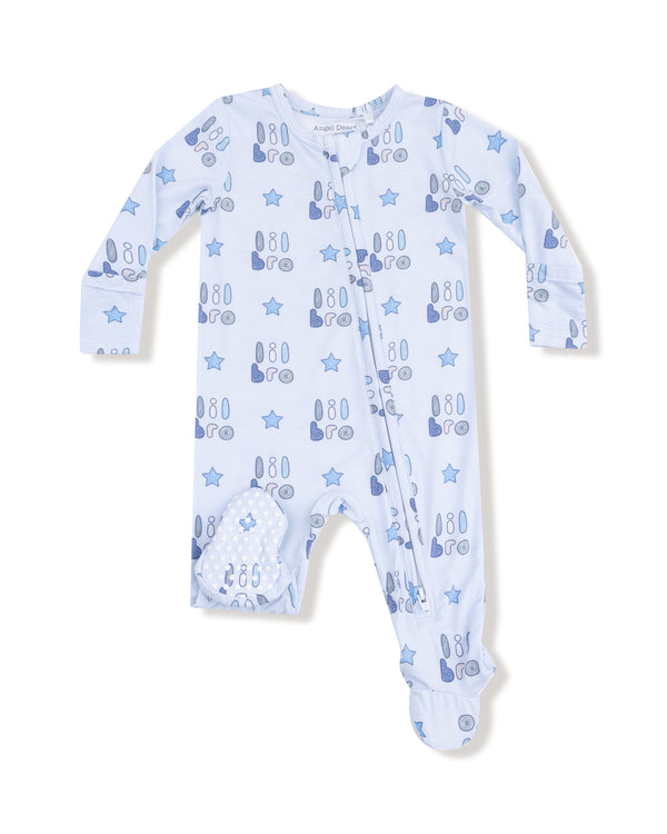 Lil Bro 2 Way Zipper Footie- Light Blue