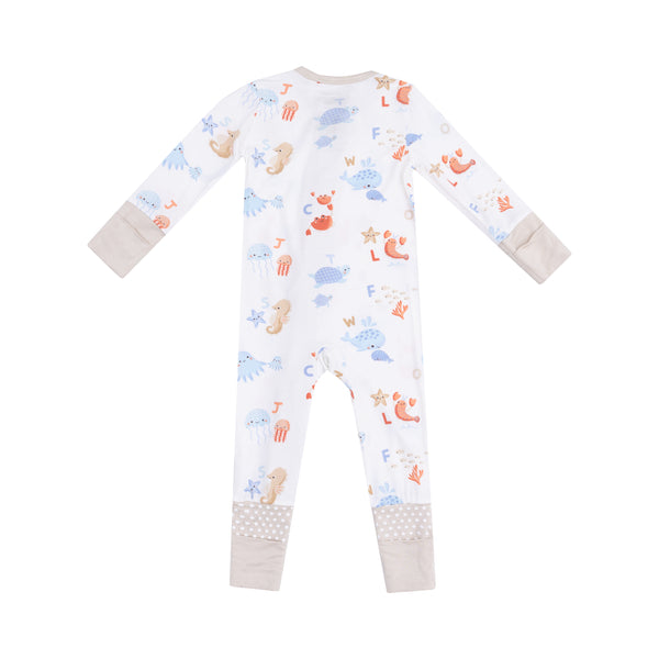 Coastal ABC 2 Way Zipper Romper