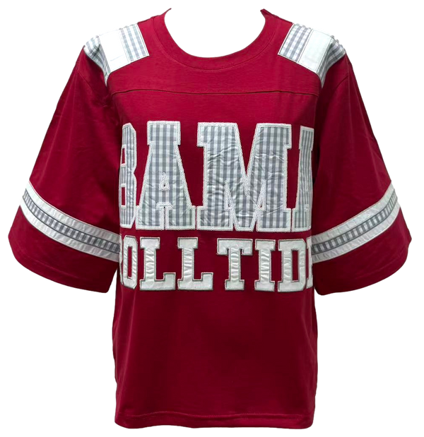 Licensed Bama Oversized Gingham Jersey Tee