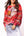 Red & Pink Vintage Poinsettia Santa Sweatshirt- (Women's)