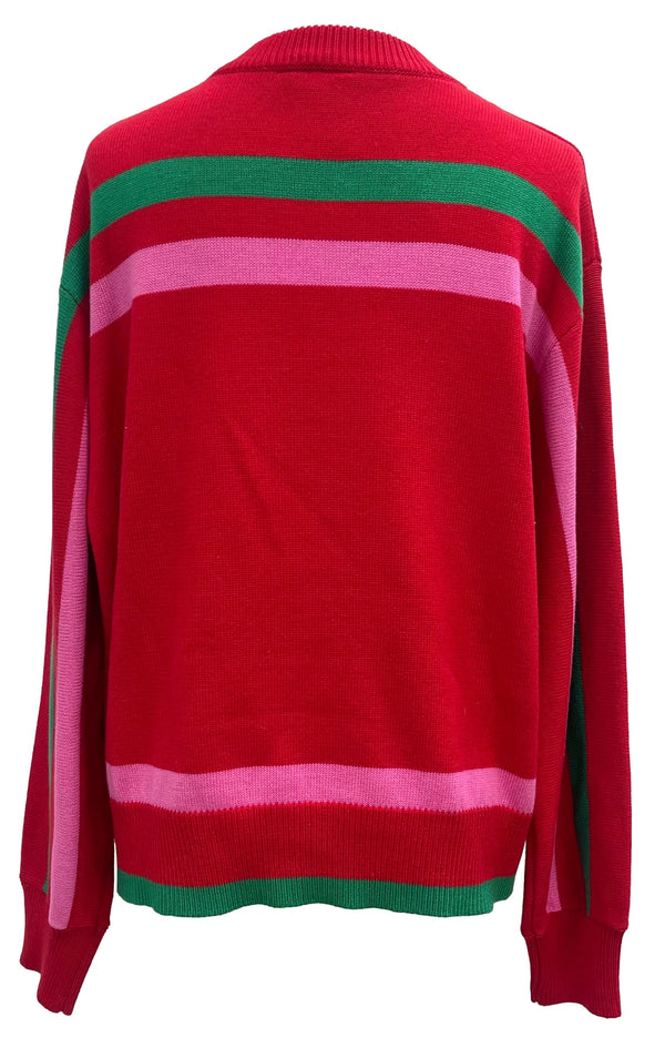 Red, Green & Pink 'sleigh Queen' Stripe Sweater- (Women's)