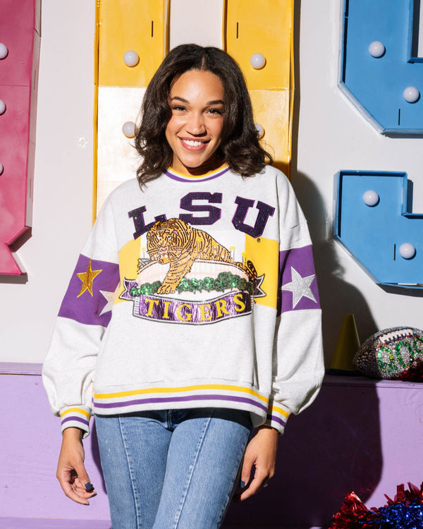 Licensed LSU Vintage Stadium Star Sweatshirt- (Women's)