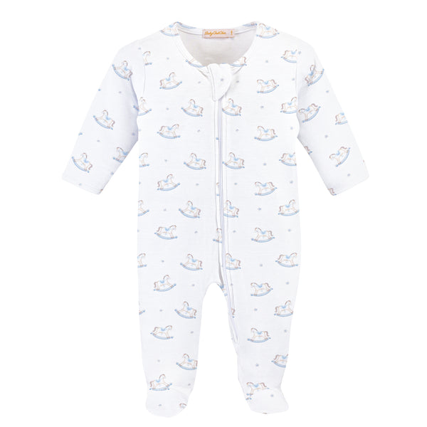 Tiny Rocking Horse Printed Zipped Footie
