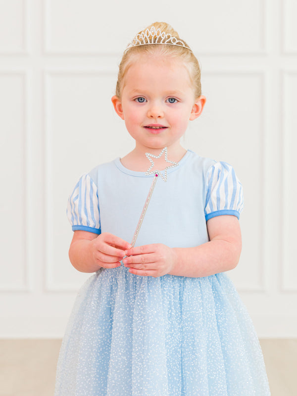 Princess Bow Twirl Dress- Crystal Blue Princess