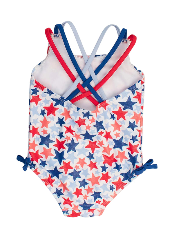 Cross-Back One Piece Swimsuit- Shimmer Star